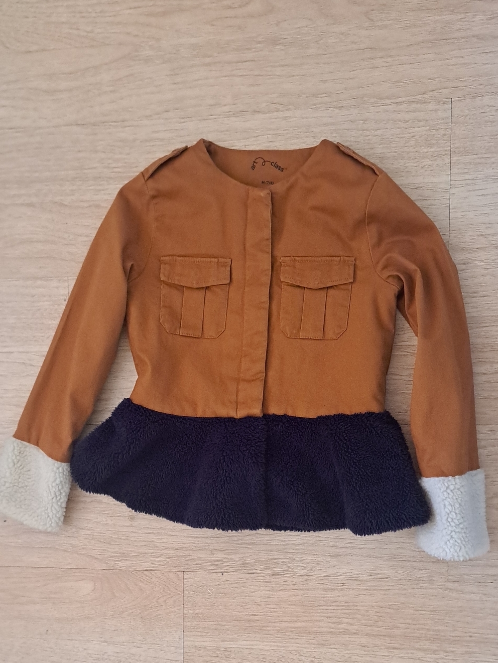art class Two-Tone Peplum Jacket in Brown and Navy with Cream Cuffs